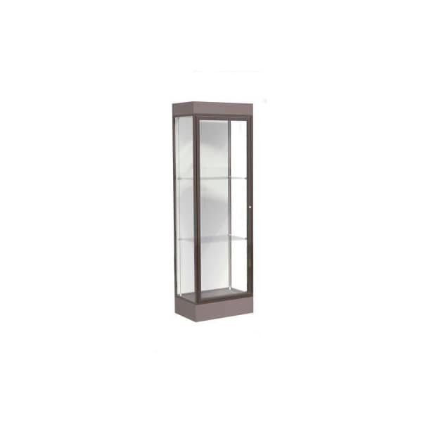 Waddell Display Case Of Ghent Edge Lighted Floor Case, White Back, Dark Bronze Frame, 6" Morro Zephyr Base, 24"W x 76"H x 20"D 91LFWH-BZ-MZ - main